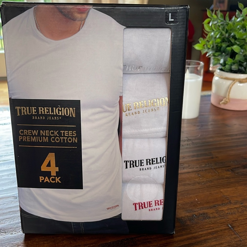 True Religion Crew Neck Tees LARGE 4 Pack
